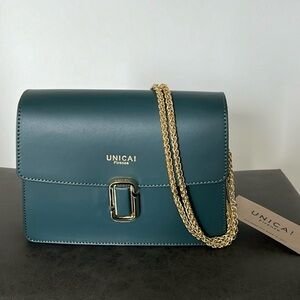 UNICA! Women’s Leather Bag with Gold Chain | Made in Italy | NWT